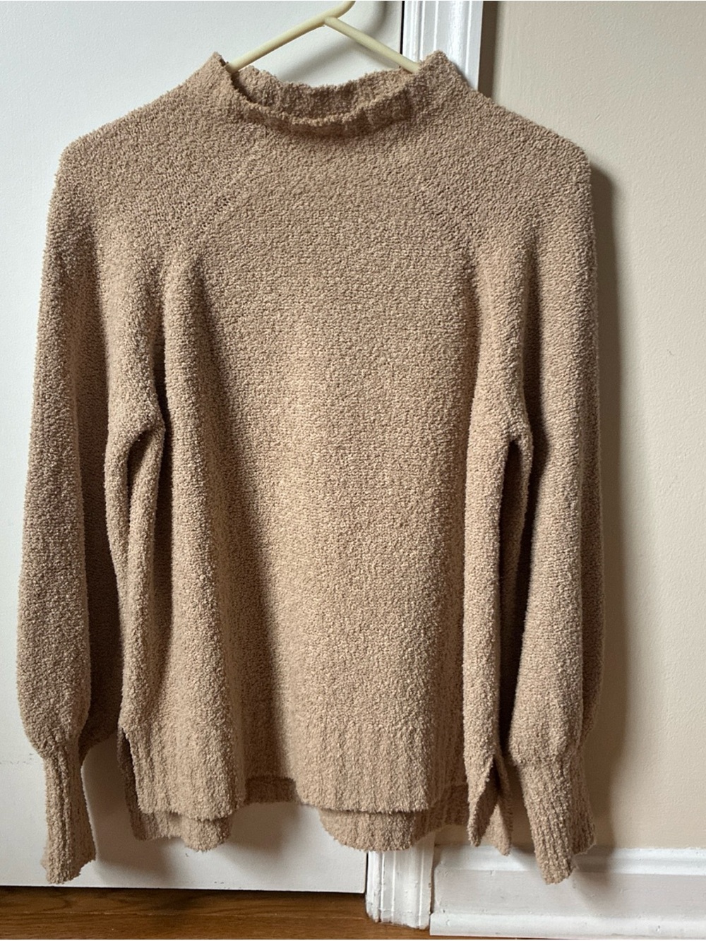 Ann Mashburn tan size M cotton blend bouclé pullover sweater